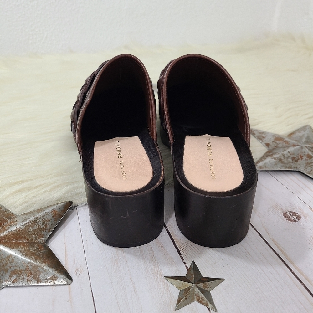 Loeffler Randall Polina Braided Leather Clog Mule womens Espresso Brown size 8 - Picture 4 of 7